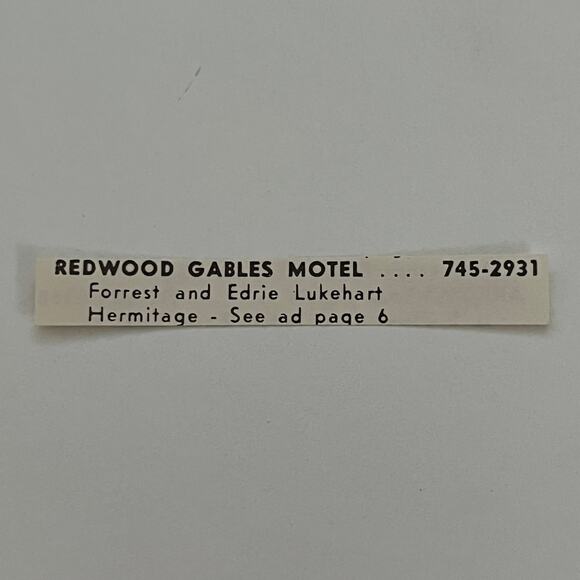 Redwood Gables Motel Forrest Lukehart Hermitage MO 1965 Magazine Ad SAH3-S29 - Picture 1 of 2